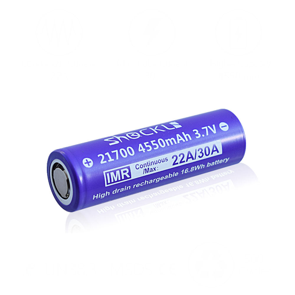 Shockli 21700 Battery 4550mAh Flat top High Drain 22A 3.7V Li-ion Rechargeable Battery - 2PCS