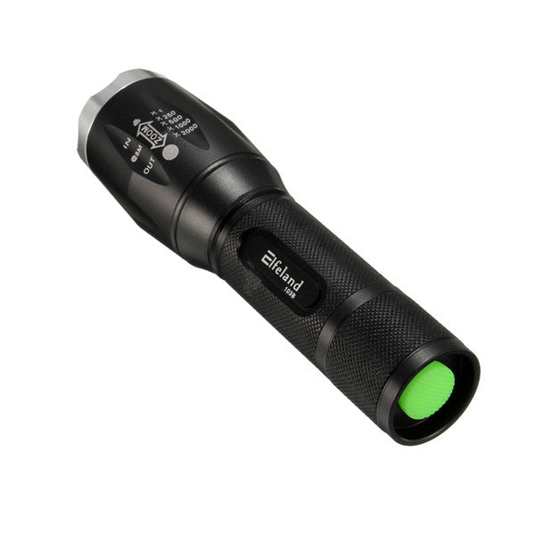 Elfeland  T6 5 Modes 1600lumens Zoomable LED Flashlight 18650/AAA