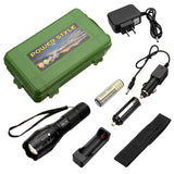 XANES A100  T6 800Lumens 5Modes Brightness Zoomable Tactical LED Flashlight Suit + Charger + Battery Charger