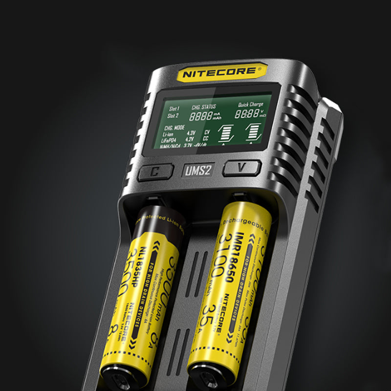 NITECORE UMS2 USB Battery Charger LCD Screen Smart Charger For 26650 18650 21700 16340 18350