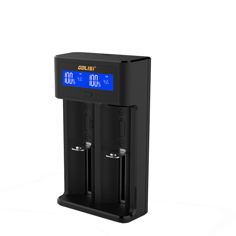 Golisi I2 LCD Display USB Port Smart Lite Battery Charger For Li-ion/Ni-mh/Ni-cd Battery 2Slots