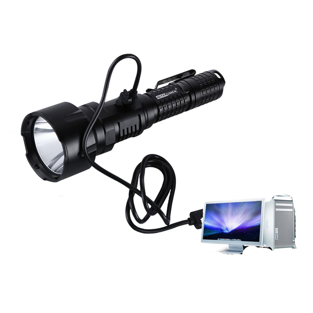 Nitenumen TA03 L2 U3 1120LM 5Modes Dual Switch USB Rechargeable Tactical LED Flashlight
