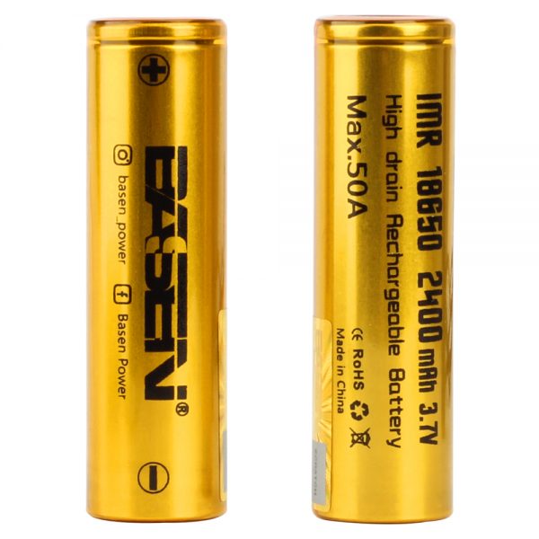 BASEN 2 Pcs 18650 Battery 2400mAh 50A Rechargeable Li-ion Battery For Camping Hunting Cycling