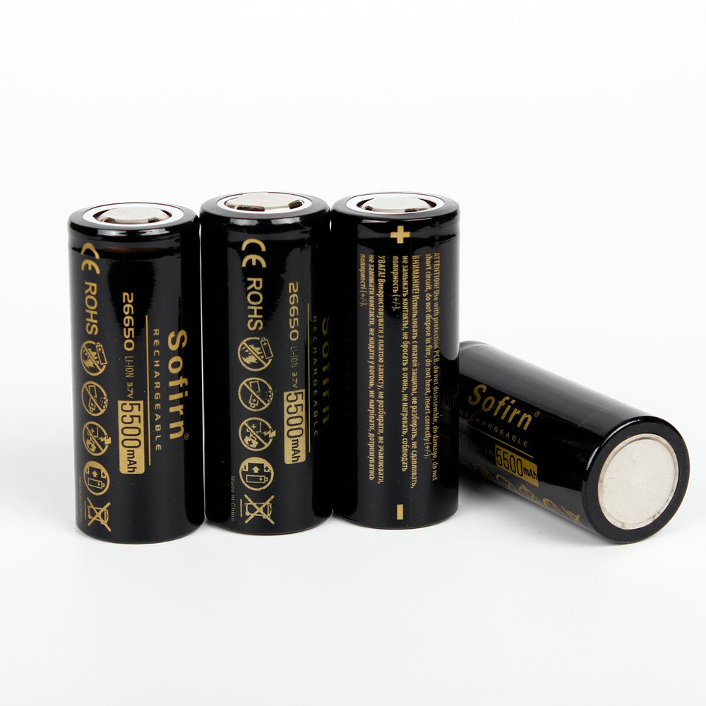 2Pcs Sofirn 3.7V 5500mAh Protected Rechargeable 26650 Battery With Storage Case High Capacity Lithium Battery Li-ion Batteries