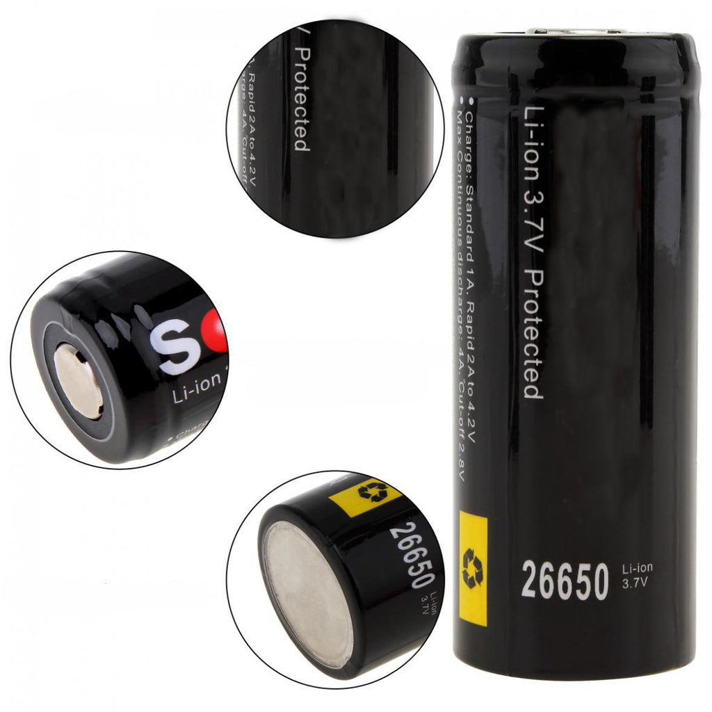 2Pcs Soshine 3.7v 5500mah 26650 Li-ion Battery Protected High Discharge Rechargeable Battery + Box