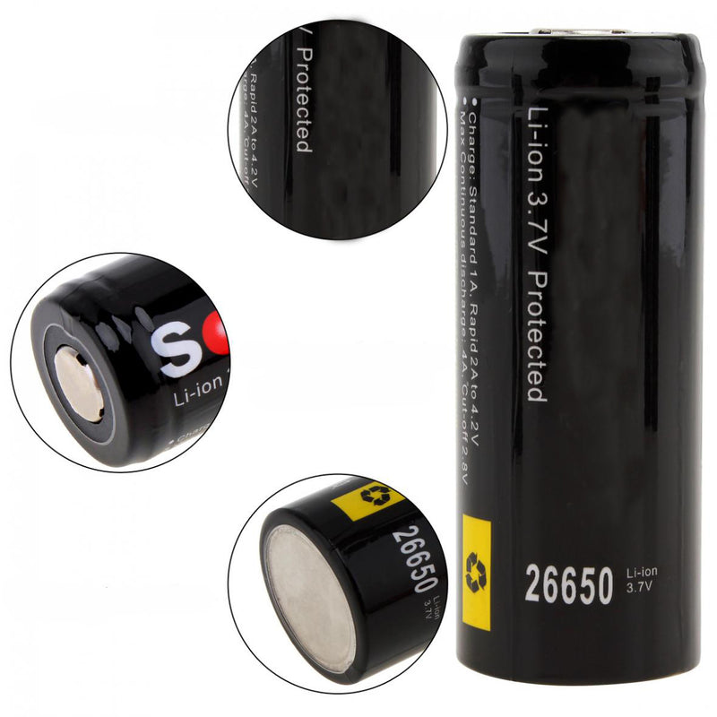 2Pcs Soshine 3.7v 5500mah 26650 Li-ion Battery Protected High Discharge Rechargeable Battery + Box