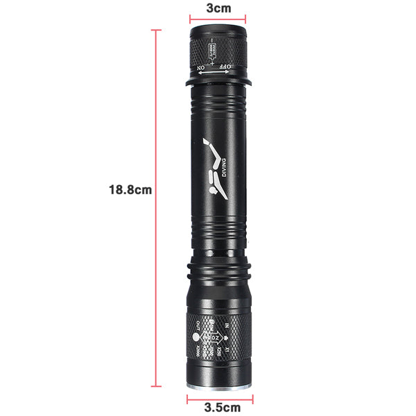 Elfeland D83  T6 1000LM 1Mode Zoomable Underwater LED Flashlight 30M