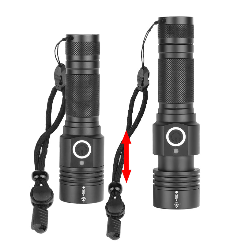 XANES P50 XHP50 3-5Modes Telescopic USB Rechargeable Flashlight LED With 18650 Battery Flashlight Suit