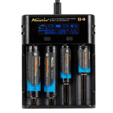 Alonefire® D4  4slots 2A LCD Screen Display Smart Charger for 18650 26650 21700 Universal Battery USB Charging AA AAA Intelligent Fast Charger