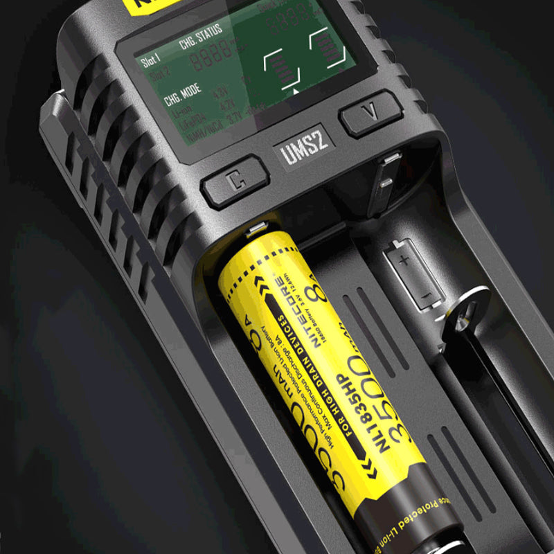 NITECORE UMS2 USB Battery Charger LCD Screen Smart Charger For 26650 18650 21700 16340 18350