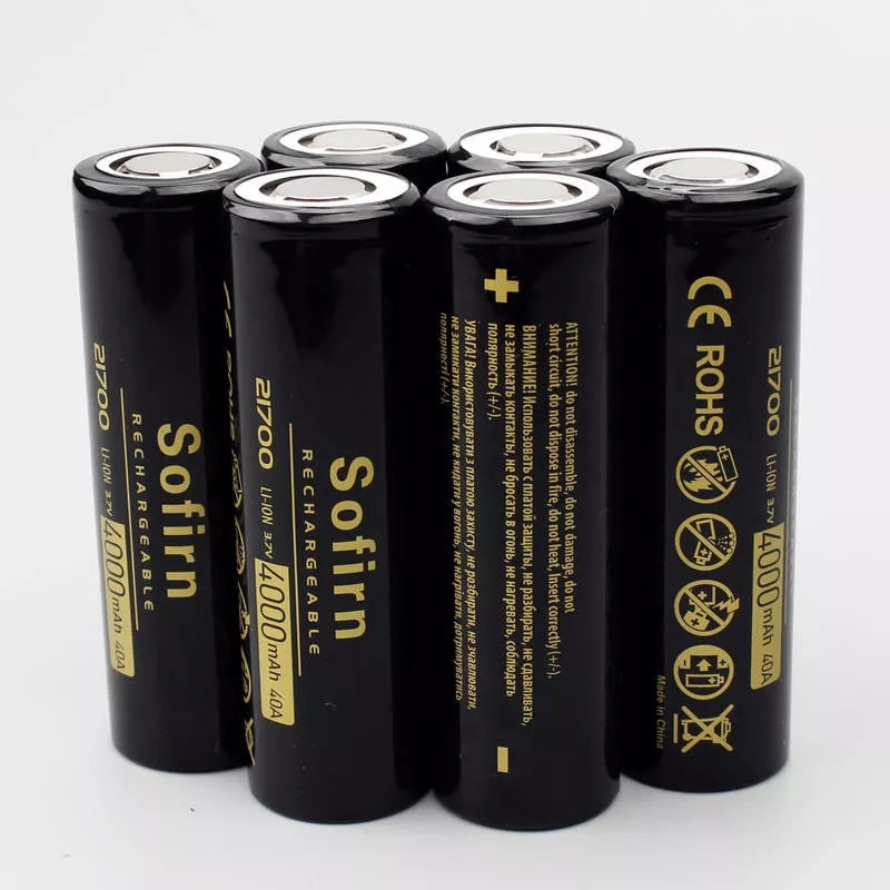 4Pcs Sofirn 3.7V 40A 4000mAh 21700 Rechargeable Li-ion Battery Big Flat Top