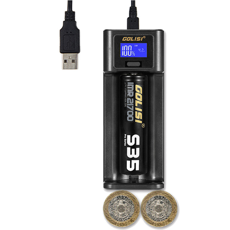 Golisi I1 LCD Display USB Port Lite Battery Charger for Li-ion/Ni-mh/Ni-cd Battery Single Slot