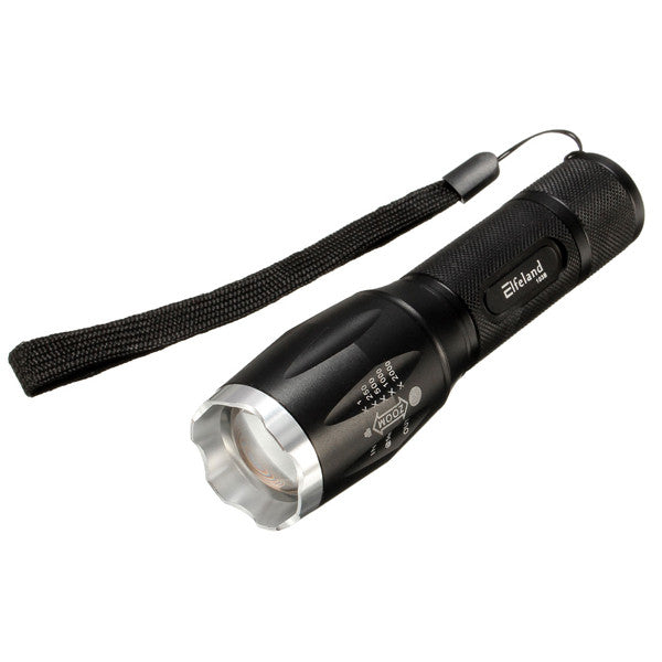 Elfeland  T6 5 Modes 1600lumens Zoomable LED Flashlight 18650/AAA