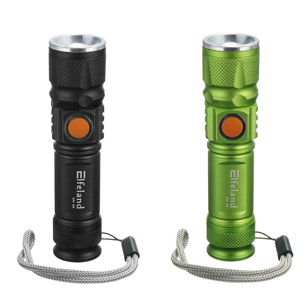 Elfeland ST-515 T6 Zoomable USB Charger LED Flashlight With 18650