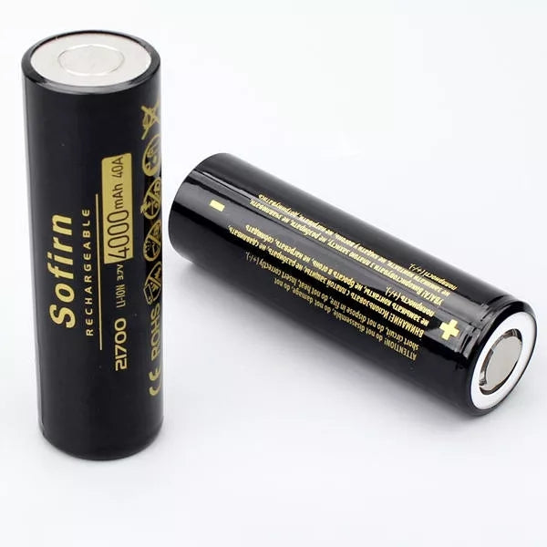 4Pcs Sofirn 3.7V 40A 4000mAh 21700 Rechargeable Li-ion Battery Big Flat Top