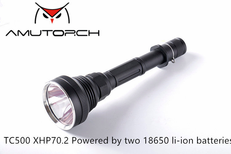 AMUTORCH TC500 XHP50/XHP70 3800Lumens 30W Dual Switch Brightness Powerful LED Flashlight 18650