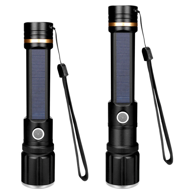 XLOONG WY8 T6 Powerful Brightness USB Rechargeable & Solar Charging Zoomable LED Flashlight 2000mAh Power Bank
