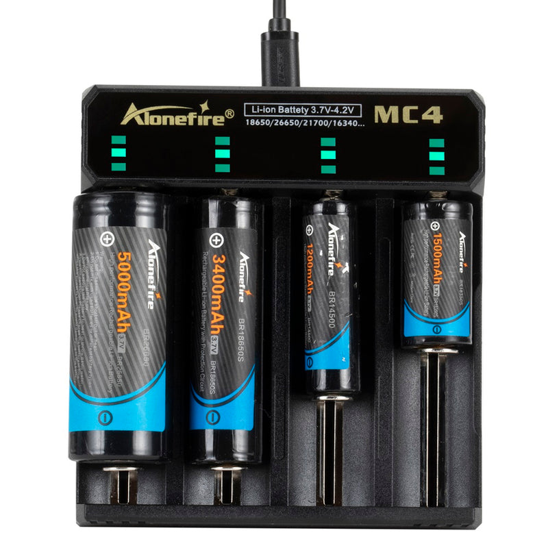 Alonefire® 3.7V 4 Slot Universal Intelligent Battery Charger with short circuit protection For Li-ion Battery 18650 26650 14500