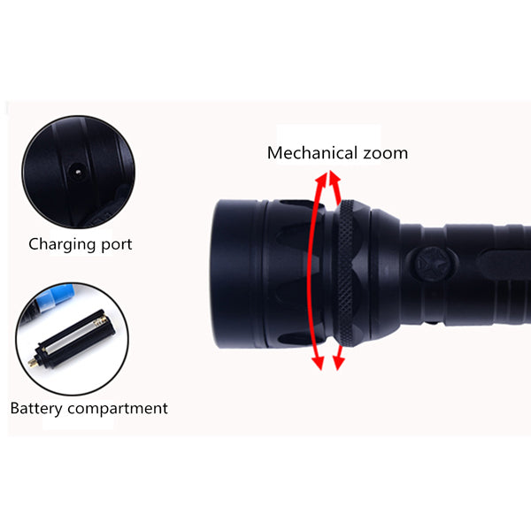 Elfeland  T6 2000LM 4Modes Body Switch Zoomable LED Flashlight 18650/AAA