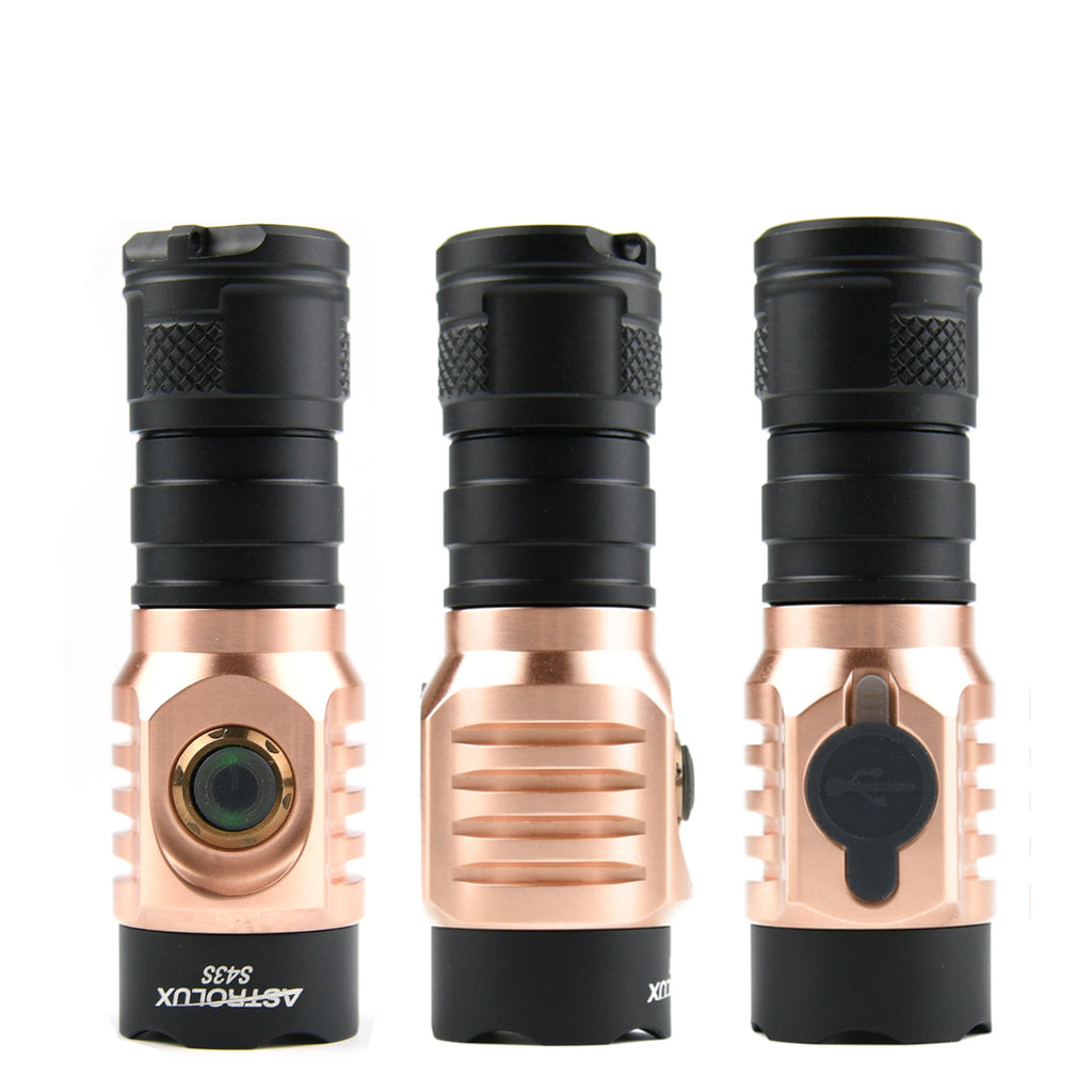 Astrolux S43S Copper Version 4LED 2100LM Portable EDC 18350 18650 LED Flashlight Tactical Hammer Torch