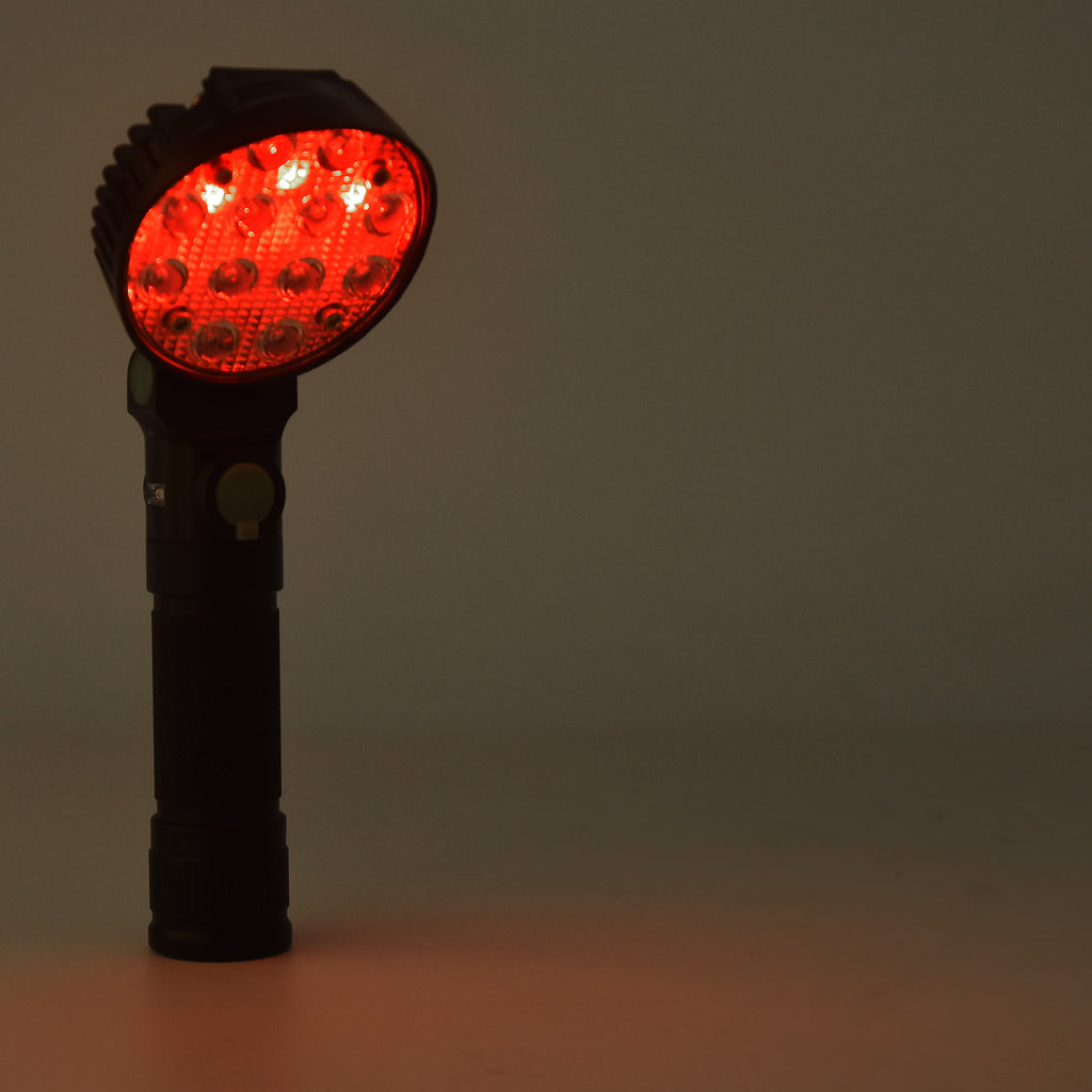 Round Shape XANES 190A 12x COB 4Colors 4Modes 180° Adjustable Head Magnetic Tail USB LED Flashlight