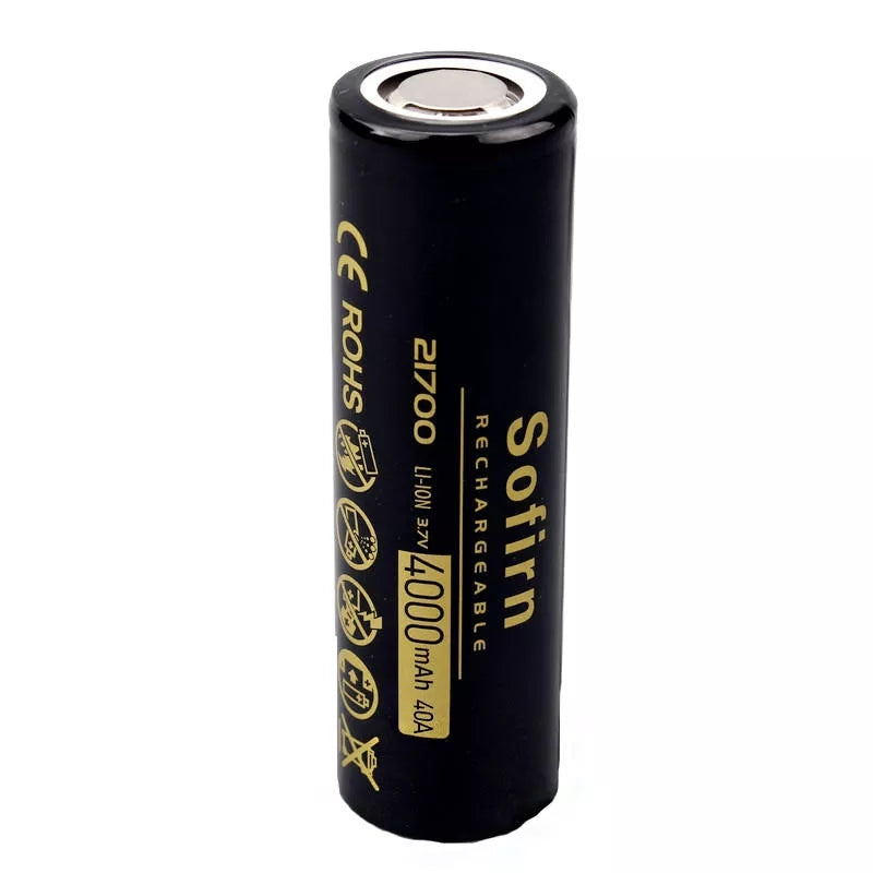 4Pcs Sofirn 3.7V 40A 4000mAh 21700 Rechargeable Li-ion Battery Big Flat Top