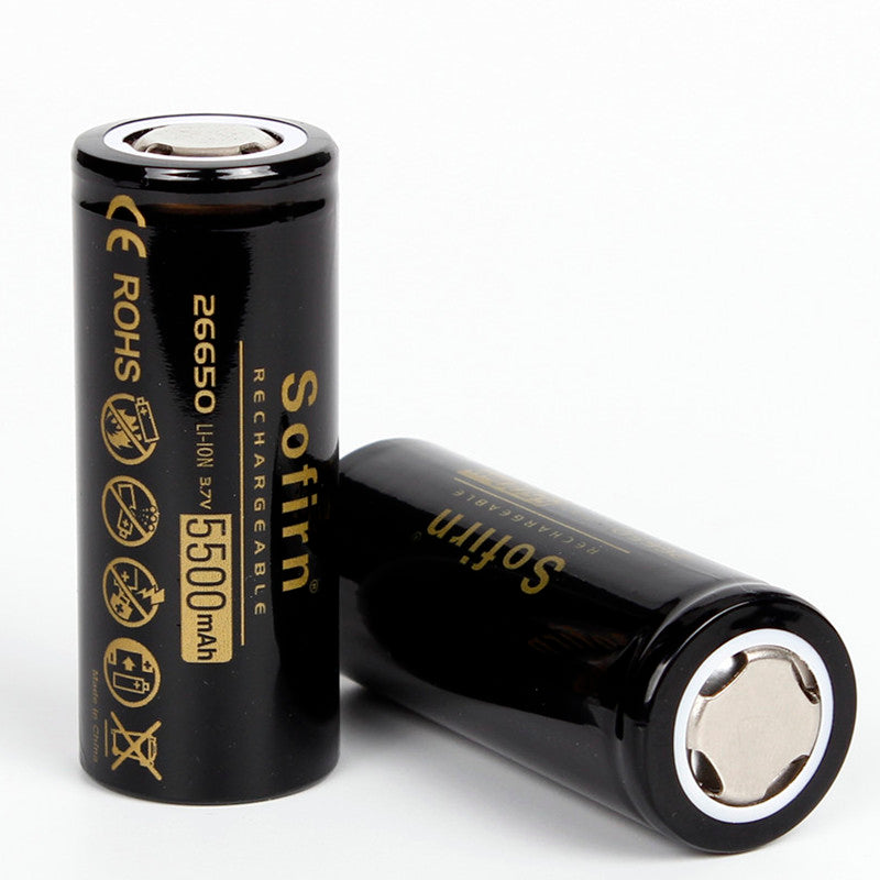 2Pcs Sofirn 3.7V 5500mAh Protected Rechargeable 26650 Battery With Storage Case High Capacity Lithium Battery Li-ion Batteries