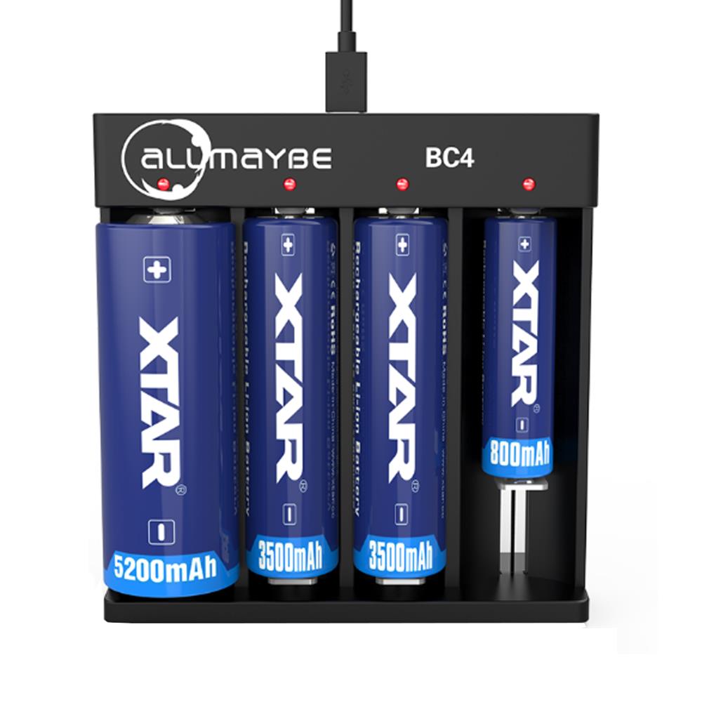 Allmaybe BC4 4Slots Rapid Smart Protection USB Charging Battery Charger for Almost all Kinds Battery