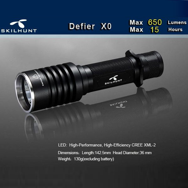 SKILHUNT Defier X0 L2 650lm Tactical LED Flashlight