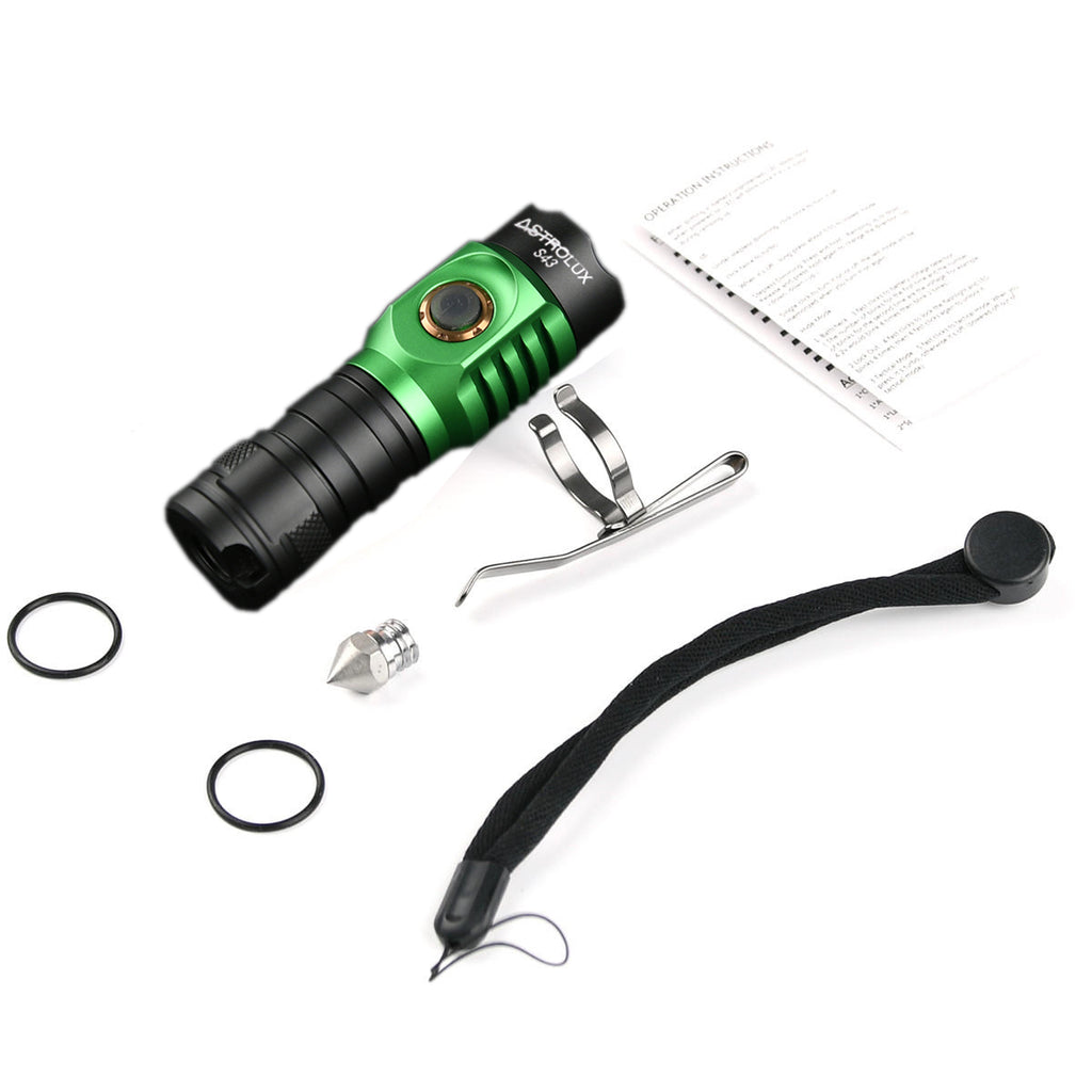 Astrolux S43 Green Red Color 2100LM Stepless Dimming EDC Flashlight Tactical Safety Hammer