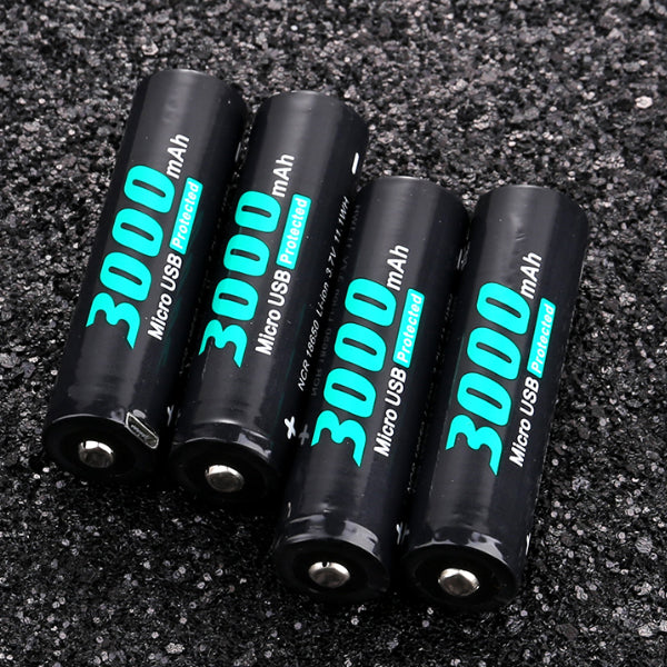 4 Pcs 3.7V 3000mAh 18650 Lithium Battery USB Rechargeable Flashlight Batteries With Protected Box