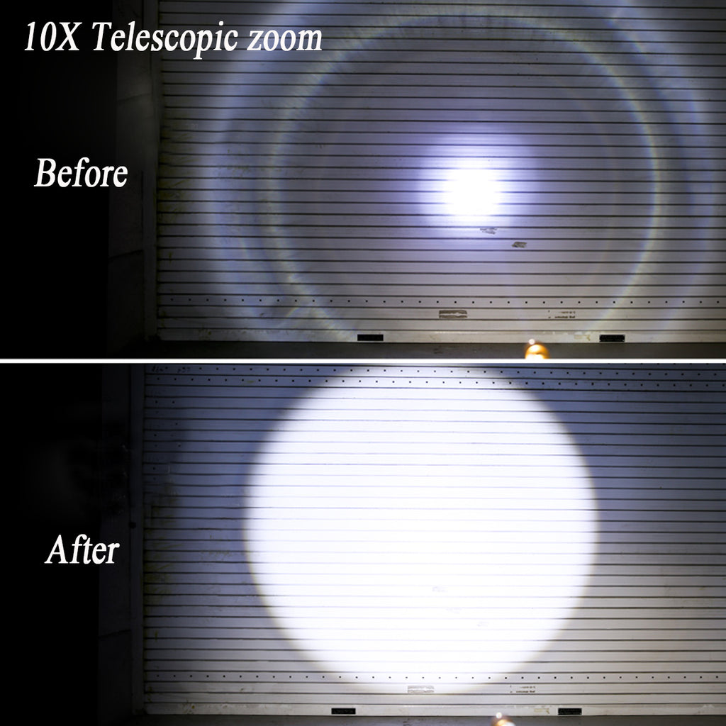 T6 USB Rechargeable LED Flashlight 10X Telescopic zoom Power Work Spot Light Lamp