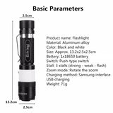 Elfeland  T6 3Modes 2000LM USB Zoomable LED Flashlight+18650+USB Charging Cable