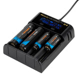 Alonefire® D4  4slots 2A LCD Screen Display Smart Charger for 18650 26650 21700 Universal Battery USB Charging AA AAA Intelligent Fast Charger