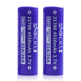 Shockli 21700 Battery 4550mAh Flat top High Drain 22A 3.7V Li-ion Rechargeable Battery - 2PCS