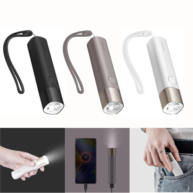 SOLOVE X3 USB Rechargeable Brightness EDC Flashlight 3000mAh Power Bank Mini LED Torch Bike Light From Xiaomi Youpin