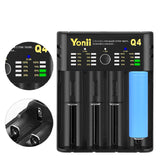 Yonii Q4 Four Slot USB Rechargeable Lithium Battery Charger Multi-functional Intelligent Charger for 18650/26650/21700/AAA Battery