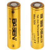 BASEN 2 Pcs 18650 Battery 2400mAh 50A Rechargeable Li-ion Battery For Camping Hunting Cycling 