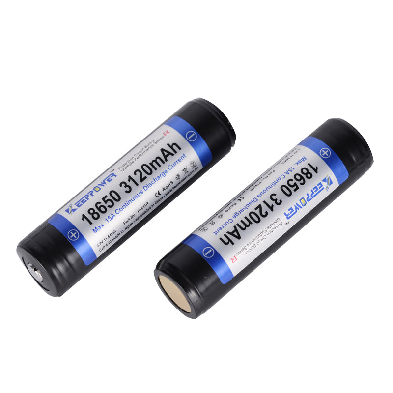 2pcs KeepPower P1831R 3120mAh 3.7V 15A 18650 Protected Rechargeable Li-ion Battery With Box