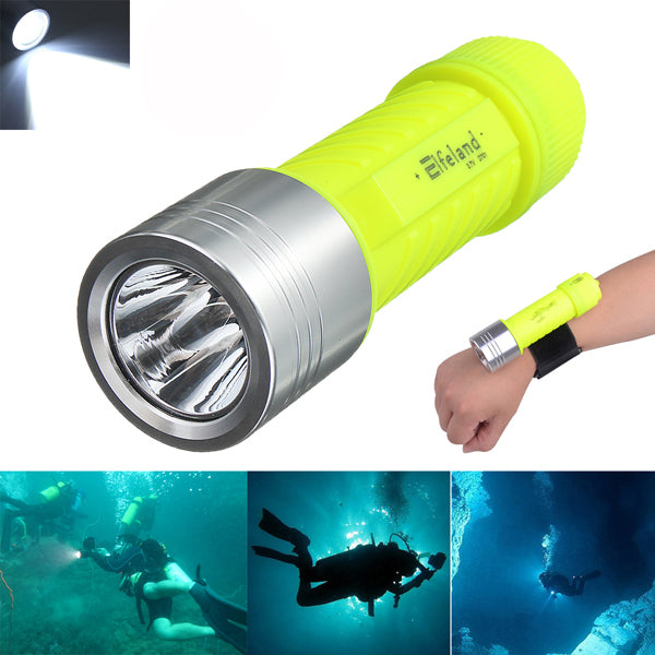 Elfeland  T6 2000LM Waterproof Diving LED Flashlight 18650/AAA 