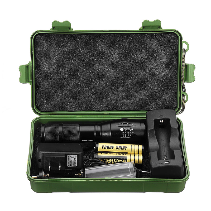 XANES A100  T6 800Lumens 5Modes Brightness Zoomable Tactical LED Flashlight Suit 