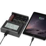 Miboxer C4-12 LCD Display USB Rapid Intelligent Li-ion/IMR/Ni-MH Battery Charger 4Slots US Plug