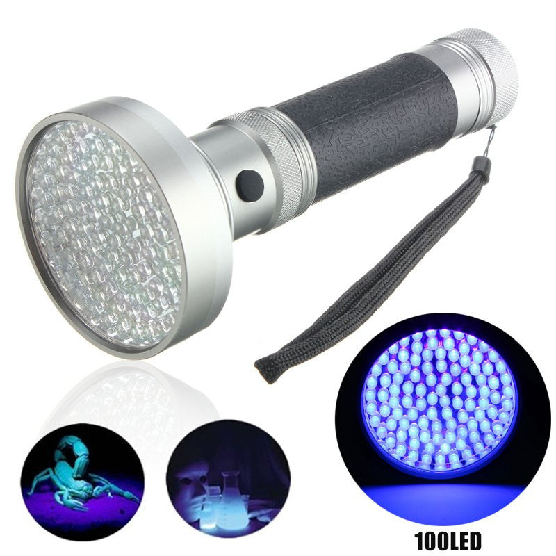 100 LED UV Blacklight Scorpion Flashlight Super Bright Detection Light Outdoor