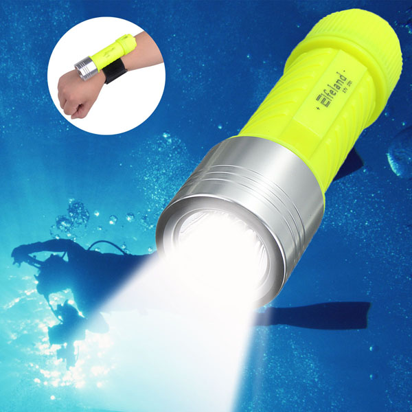 Elfeland  T6 2000LM Waterproof Diving LED Flashlight 18650/AAA 