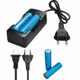 2x Elfeland 3.7V 3000mAh 18650 Li-ion Battery + EU/US Plug Charger