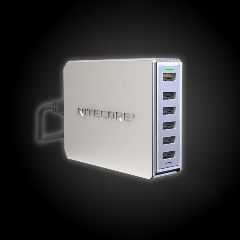 NITECORE UA66Q 6 Slots 68W Lithium Battery Charger QC 3.0 2.0 USB Power Adapter 