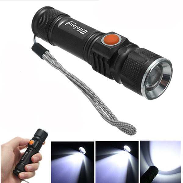 Elfeland ST-515 T6 Zoomable USB Charger LED Flashlight With 18650 