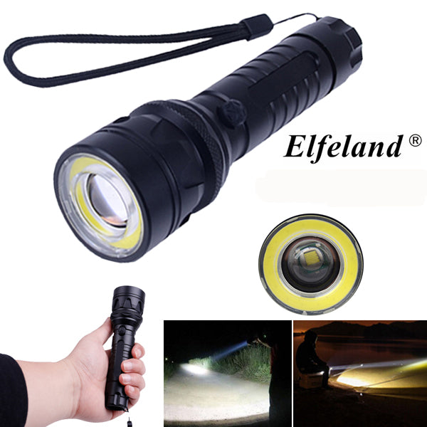 Elfeland  T6 2000LM 4Modes Body Switch Zoomable LED Flashlight 18650/AAA