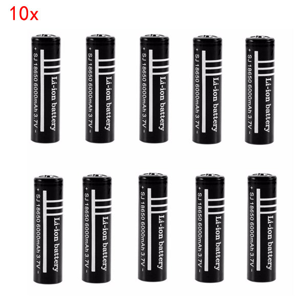 10pcs 3.7V 6000mAh 18650 Unprotected Rechargeable Li-ion Battery