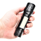 10pcs XANES T6 4Modes Front + Side Light USB Rechargeable Zoomable Mini Flashlight Fishing Lamp